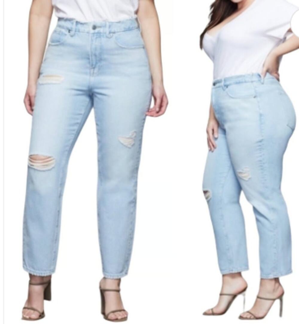 Good American Good Vintage High Rise Straight Leg Jeans Women's 10/30 Light Wash